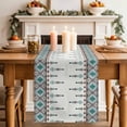 thumbnail image 2 of Table Runner 48 Inches Long for Kitchen Dining, Teal Black Boho Dresser Scarf Farmhouse, Dining Table Decorations for Wedding/Parties, Vintage Ethnic Tribe Abstract Art Retro 13 x 48 In, 2 of 8