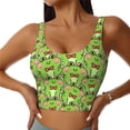 thumbnail image 2 of Picia Cute Green Frog Sports Bra for Women,Padded Strappy Sports Bras Medium Support Yoga Bra with Removable Cups,Running Yoga Bra-, 2 of 9