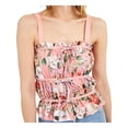 thumbnail image 2 of INC Womens Coral Ruched Floral Spaghetti Strap Tank Top Size: L, 2 of 3