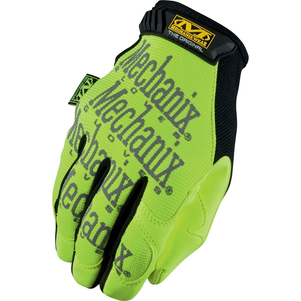 Mechanix Wear Large HiViz Yellow Safety Original Full Finger Synthetic