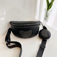 thumbnail image 1 of Bolsa De Pecho Bolso de pecho para mujer, riñonera con remaches de amor, bandolera de viaje (negro) Tmvgtek Para Estrenar, 1 of 4