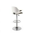 thumbnail image 3 of Chintaly Imports Contemporary Curved Back Adjustable Height Stool - ChromeOak - White PU, 3 of 3