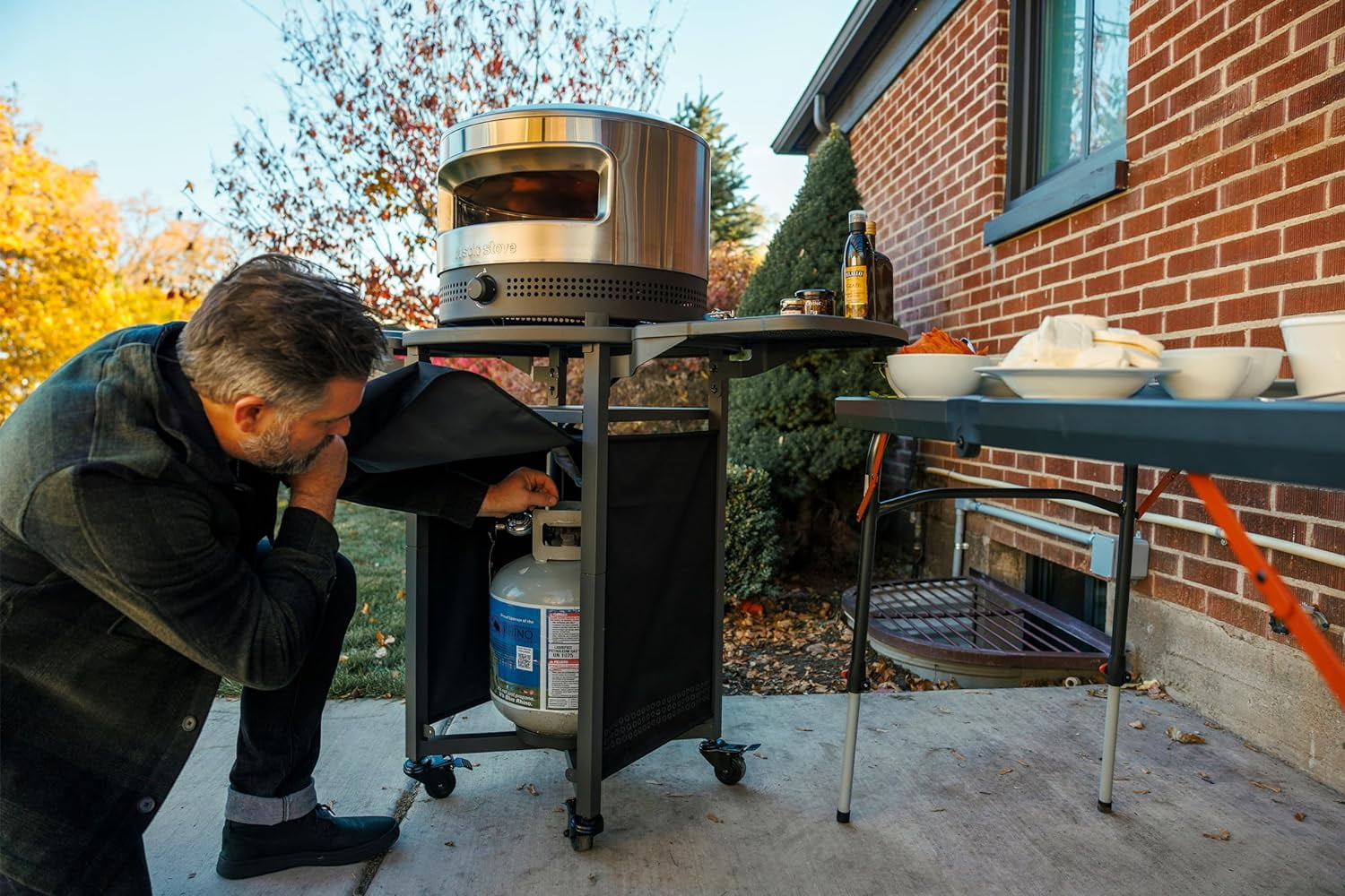 Solo Stove Pizza Oven Cart for Outdoor Pi Pizza Ovens | Portable Pizza Oven Table, Compatible with the entire Pi family, Locking Wheels, Foldable Shelves, Steel, Height: 35.75 in, Weight: 43 lbs