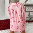 thumbnail image 4 of Conjunto de pijama Luckinbaby para mujer, satinado, con bastón de caramelo navideño, 4 of 8