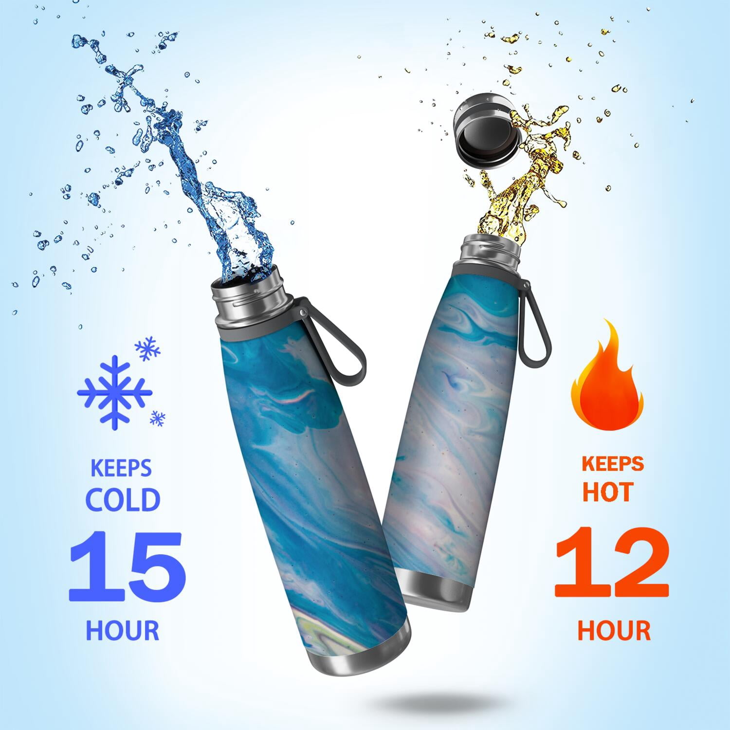 29oz Insulated Water Bottle with Tea Infuser, Stainless Steel Travel Mug, Liquid & Marble Print