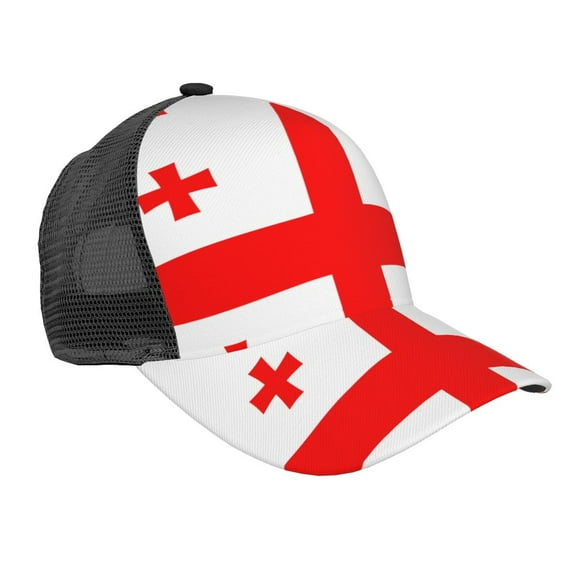Curved Trucker Hat Georgian Flag Adjustable Mesh Back Baseball Snapback Cap For Men