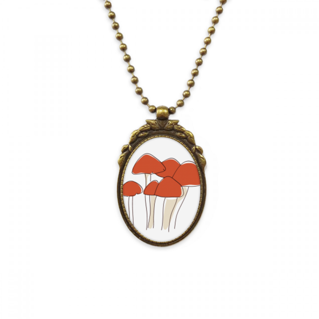 De dibujos animados patron Mushroom linea ilustrar Collar Colgante Vintage de bronce antiguo de joyeria de lujo de regalo Unbranded M