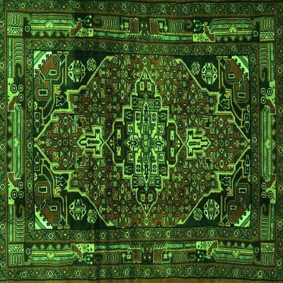 Ahgly Company Indoor Square Persian Green Traditional Area Rugs, 4' Square