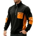 thumbnail image 4 of cocolona Mens Patchwork Sweatshirts Half Zip Stand Collar Pullover Tops Fall Winter Fashion Long Sleeve Shirts with Pockets, 4 of 4