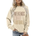 thumbnail image 4 of Holzkary Women's Football Game Day Sweatshirt Graphic Print Sunday Long Sleeve Crewneck Fall Pullover Graphic Print Oversized Crewneck Sweatshirts Long Sleeve Pullover for Gameday Hoodies Beige L, 4 of 5