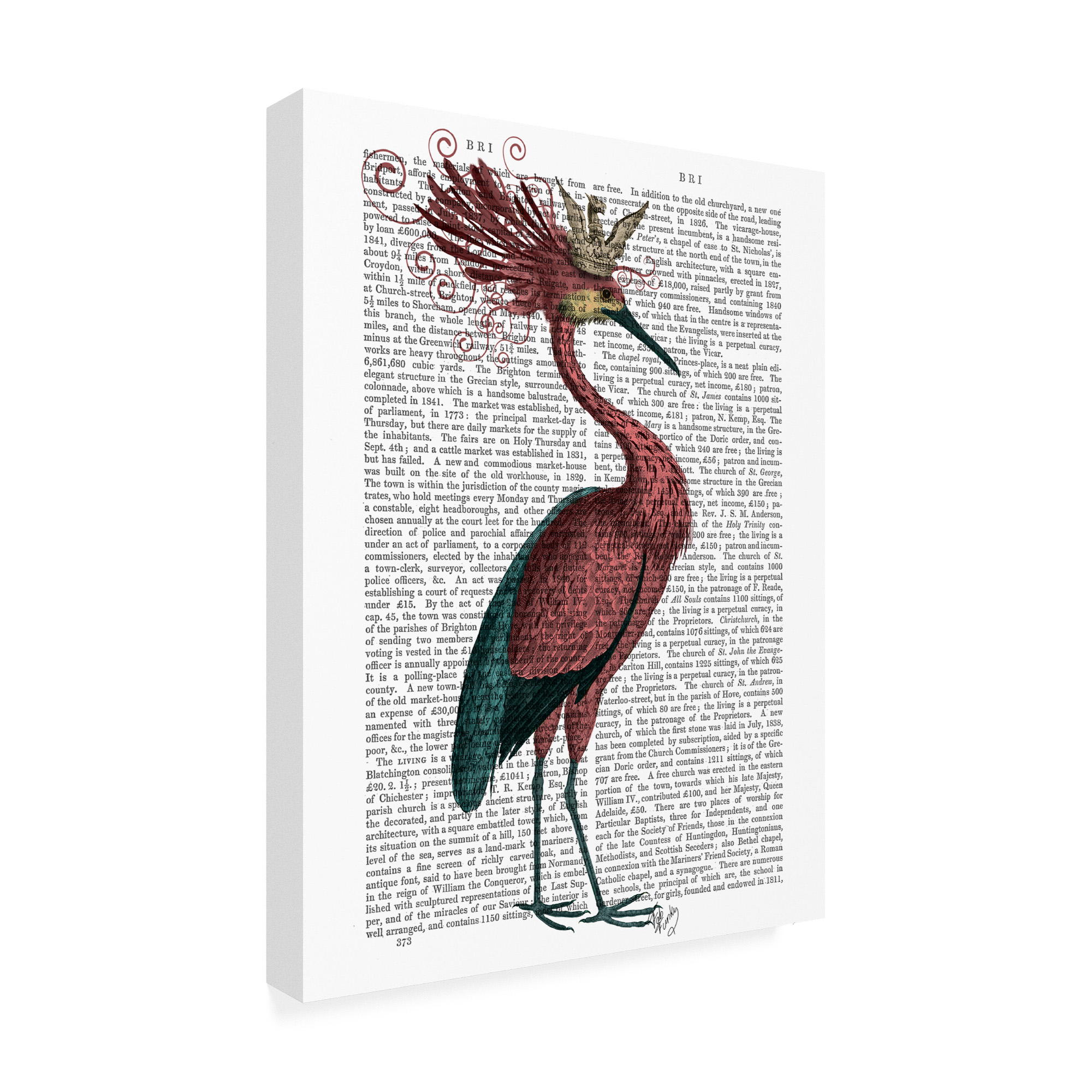 Trademark Fine Art 'Crowed Marsala Heron' Canvas Art by Fab Funky