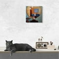 thumbnail image 2 of Rabbit At Hair Salon Funny Blue Face Mask Animals & Insects Gallery-Wrapped Canvas Print Wall Art, 17x17, 2 of 6