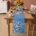 thumbnail image 2 of Spring Floral Table Runner 90 Inches, White Cherry Blossom Fowers Sky Blue Bed Runner Dresser Scarves Tabletop for Indoor Outdoor Parties/Ceremony/Banquet, 13" x 90", 2 of 9