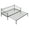 thumbnail image 7 of Kacho Twin Size Daybed with Pop Up Trundle, Metal Bedframe with Safety Guardrails, Daybed Frame for Teens Adults, Heavy Duty Steel Slat Support, No Box Spring Needed, Black, 7 of 7