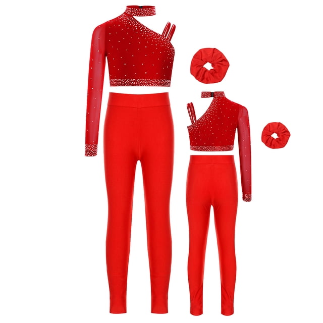 Zaldita Tracksuit Sets for Girls Stretch Leggings Workout Set Sports Outfits Activewear Athletic Suit Red 12