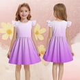 thumbnail image 5 of Spazoro Kids Girls Dresses, Flutter Sleeves with Gradient Color 2025 New Style Round Neck Princess Dress for Child Girls Purple Size 3 T, 5 of 7