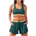 thumbnail image 2 of Women's Sporty Two Piece Swimsuits Color Block Crop Tank Tops Boyshorts Bottom Athletic Full Coverage Bathing Suit, 2XL, 2 of 8