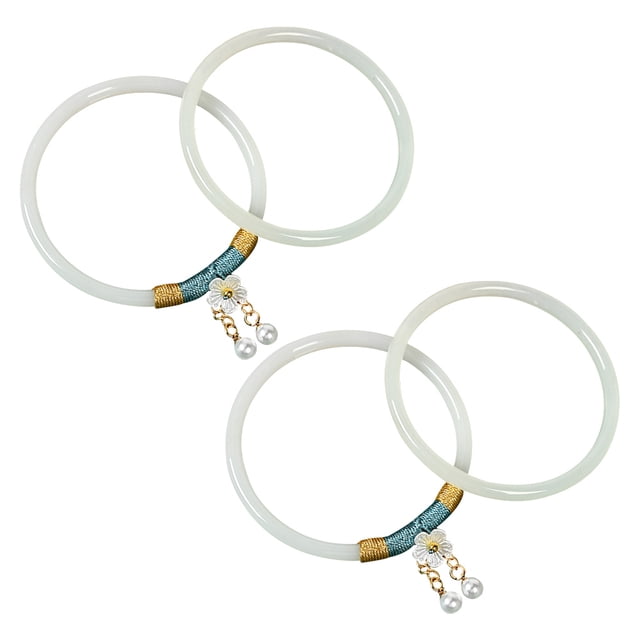 Par de pulseras de cristal chinoiserie trajes tradicionales con decoración de borlas pulseras para mujeres/niñas Adepaton BST3008031-1