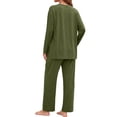 thumbnail image 4 of MOSHU 2 Piece Lounge Sets for Women Side Slit Pajamas Sets Loose Long Sleeve Tops and Wide Leg Pants Casual Outfits, 4 of 12