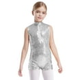 thumbnail image 2 of iiniim Kids Girls Sequins Sleeveless Short Jumpsuit Ballet Dance Biketard Gymnastics Leotard Unitard Silver 8, 2 of 6