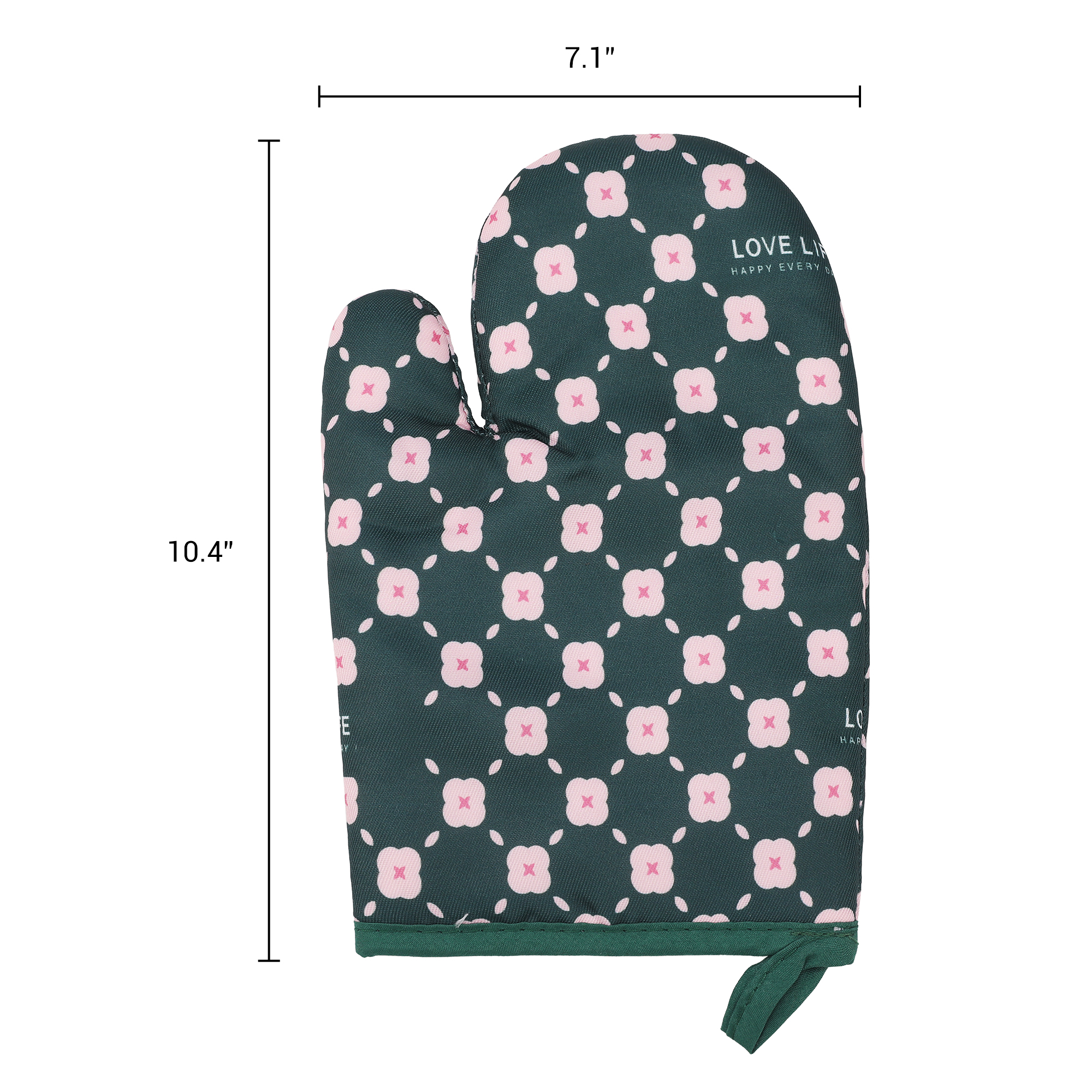 Unique Bargains Soft Floral Heat-Resistant Oven Mitts Cooking Gloves Dark Green