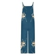 thumbnail image 5 of Summer Jumpsuit for Women Casual Adjustable Strap Floral Print Jumper Slimming Pleated Front Wide Leg Long Pant Outfits, Multicolor, XL, 5 of 5