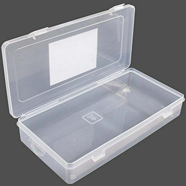 toolusa clear plastic box with snapdown clips and plastic hinges on