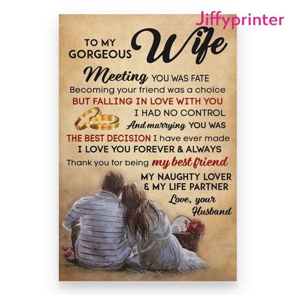 To My Wife Meeting You Was Fate Poster Wall Art Vertical 24 x 36 Inch Poster