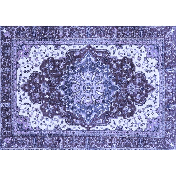 Ahgly Company Machine Washable Indoor Rectangle Persian Blue Traditional Area Rugs, 6' x 9'