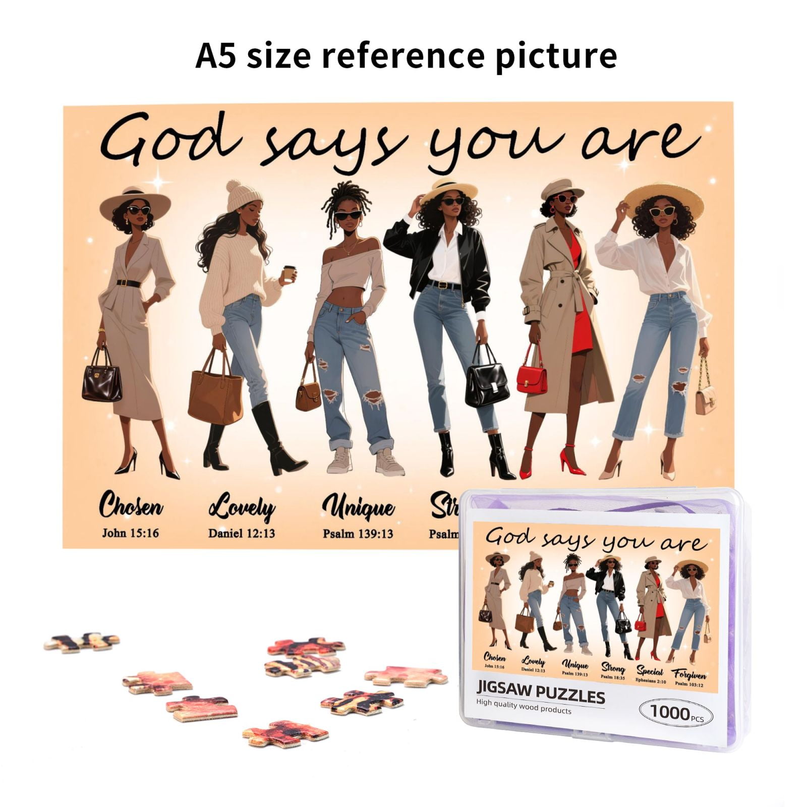 African American Inspirational 1000 Pieces Jigsaw Puzzles Black Queen Magic Jigsaw Puzzles Motivational Game Black Women God Says You Are