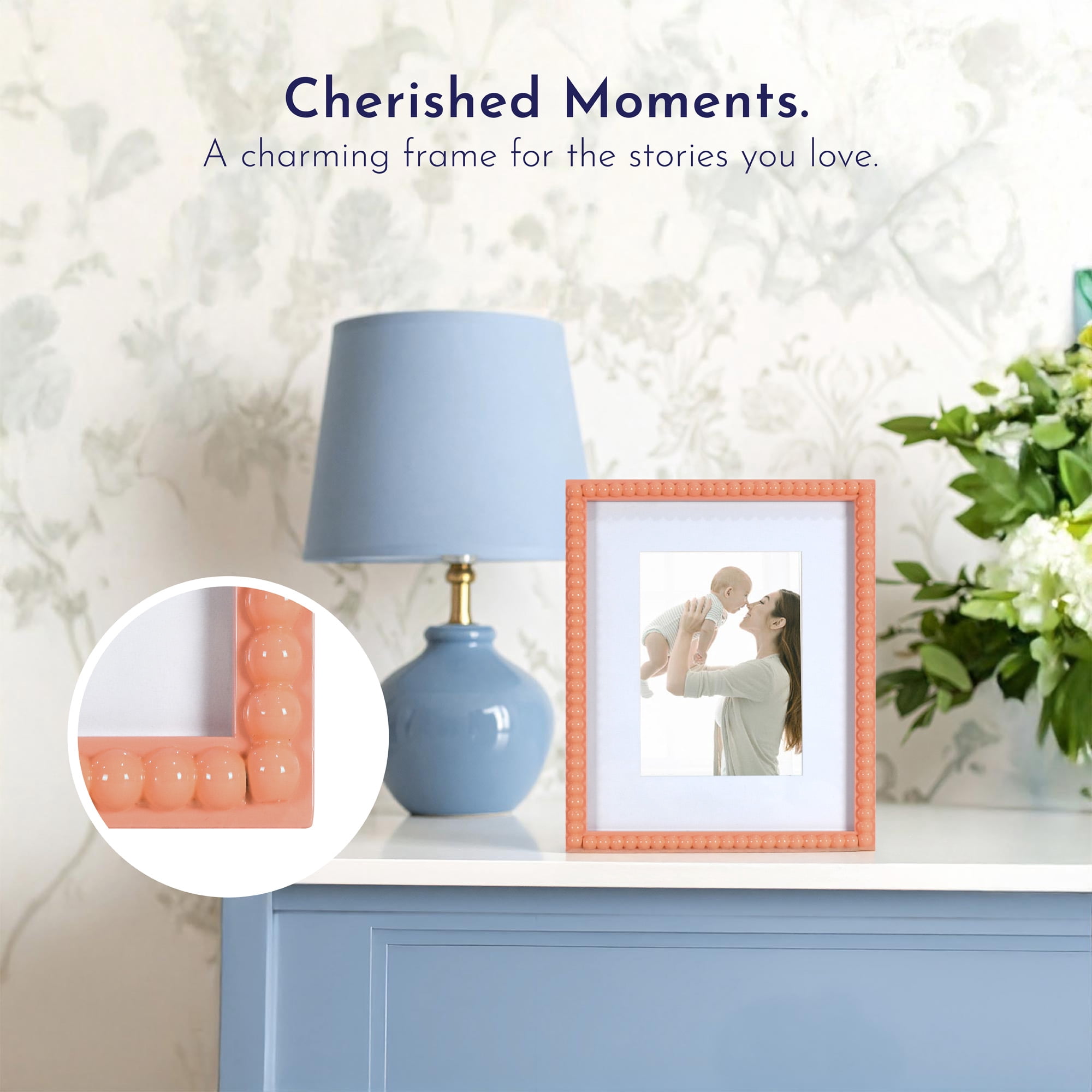 Mainstays by Becky G. & Alejandra 5" x 7" or 8" x 10" Beaded Photo Frame, Mimosa Light