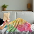 thumbnail image 3 of Rainbow Mandala Soft Flannel Fleece Blanket, Outline Style Mandala Motif with Hearts Paisleys on Color Splash Background, Cozy Plush for Indoor and Outdoor Use, 60" x 80", Multicolor, by Ambesonne, 3 of 5