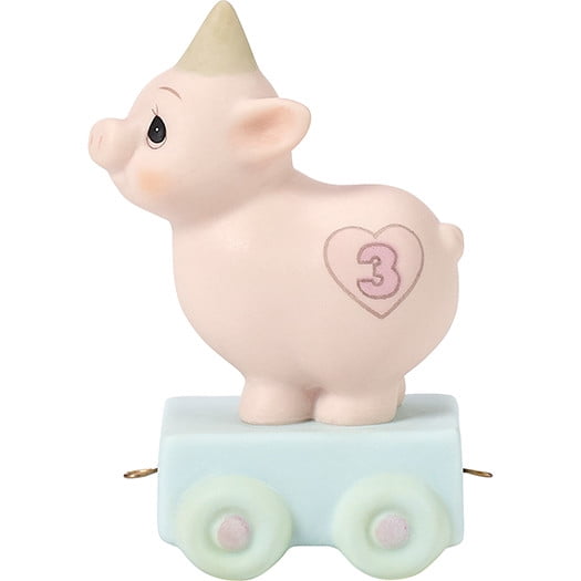 Precious Moments Birthday Train, Age 3, Heaven Bless Your Special Day, Bisque Porcelain Figurine, 1 Each