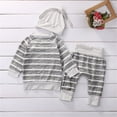 thumbnail image 4 of Douhoow Baby Boy 2PCS Outfit Set Long Sleeve Striped Tops Drawing Straps Elastic Band Pants Hat, 4 of 6