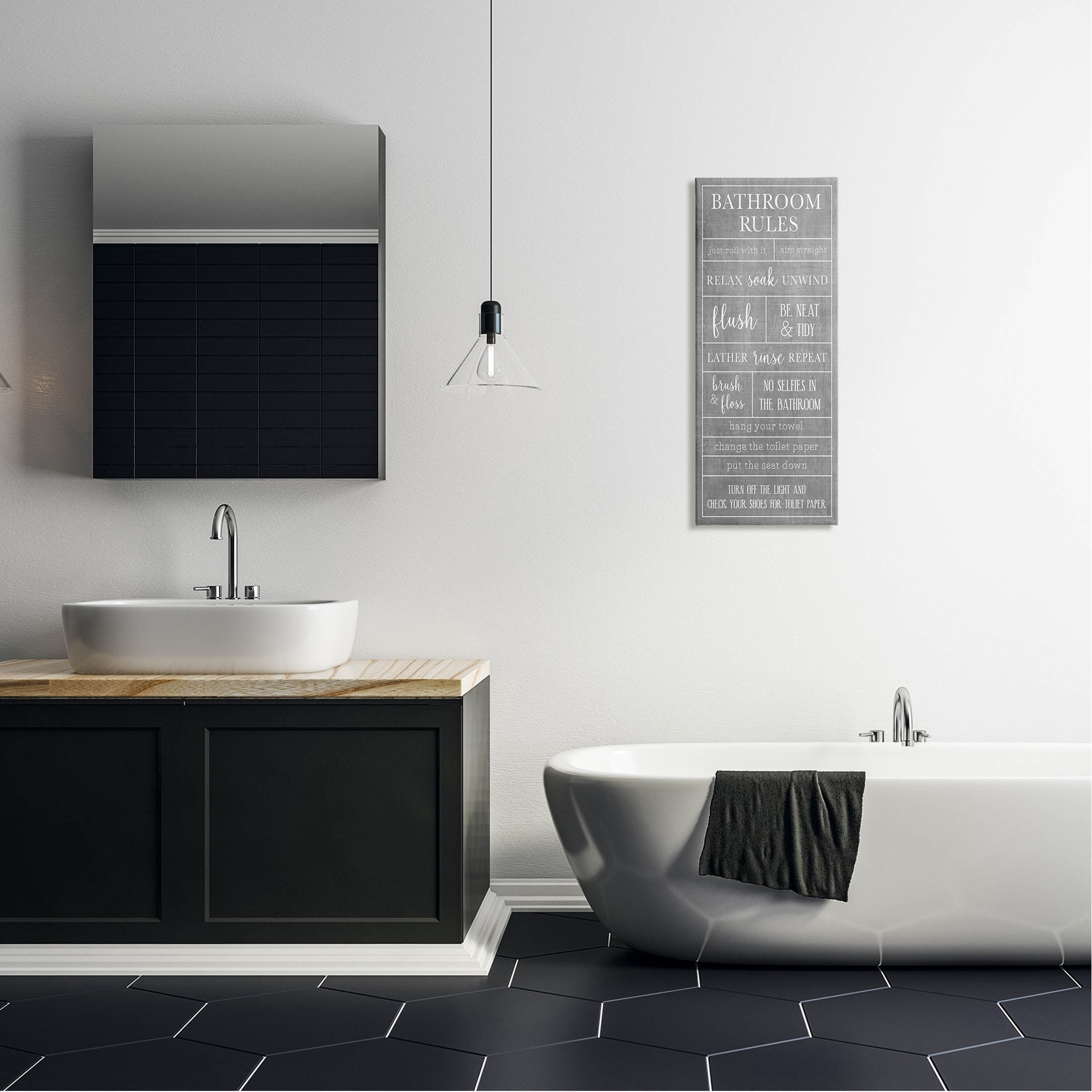 Stupell Industries Varied Bathroom Rules Graphic Art Gallery Wrapped Canvas Print Wall Art, Design by Natalie Carpentieri