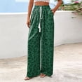 thumbnail image 4 of Women's Leopard Printed Wide Leg Lounge Pants Lightweight High Waisted Y2k Baggy Long Palazzo Drawstring Loose Fit Trousers with Pockets M, 4 of 5