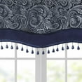 thumbnail image 5 of Madison Park Paisley 50" x 18" Jacquard Window Rod Pocket Valance for Adult Living Room in Navy Blue, 5 of 5