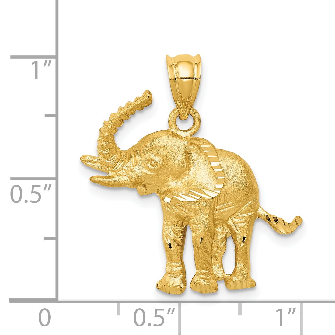 14K Yellow Gold Elephant Pendant 