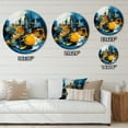thumbnail image 4 of Designart "Elegance Of Marble Blue and Yellow III" Abstract Marble Metal Round Wall Decor, 4 of 5