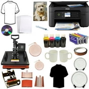 Heat Press Transfer Machine 5in1 w/Printer Dye Sublimation Ink Startup Bundle