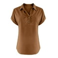 thumbnail image 4 of Kelon Short Sleeve Blouses for Women V Neck Boho Tops Going Out Outfits Y2k Clothes Fashion Clothes Vacation Outfits, S, 4 of 6