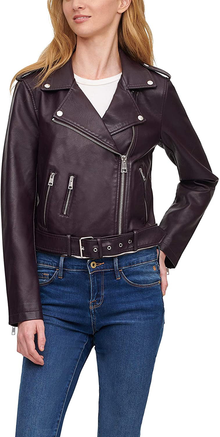 Levi's womens Oversized Faux Leather Belted Motorcycle Jacket Standard & Plus Sizes 