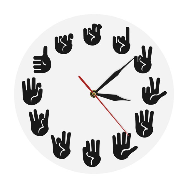 Circular Sign Language Gesture Wall Clock Decoration Wall Clock Mute Wall Circular Wall Clock Wall Clock Good Timer