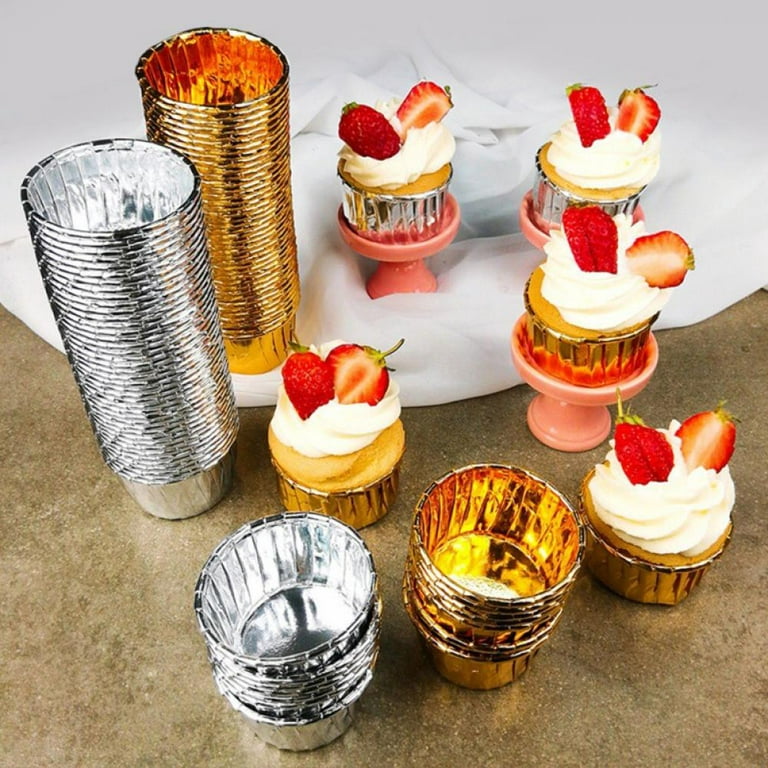 Rose Gold Tulip Cupcake Liners, Foil Muffin Baking Cups (3.35 x 3.5 In –  Sparkle and Bash