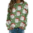 thumbnail image 1 of Gibobby Sudadera navideña mujer Blusa de manga larga con cuello en O para mujer, para uso diario, en casa, al libre, con estampado navideño(Verde,CH), 1 of 5