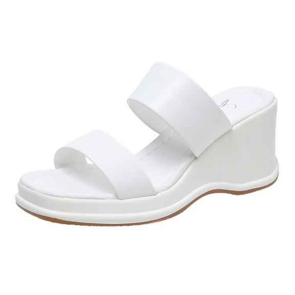 CAICJ98 Platform Sandals Sandals for Women Strappy Sandal, Adjustable Flat Sandals with Buckled Ankle Strap Simple Classic Sandals Ladies Sandals,White