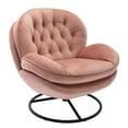 thumbnail image 6 of Velvet Swivel Accent Chair with Ottoman Set, Modern Tufted Armchair with Footrest for Living Room, Reading TV Chairs for Adults, Comfy Chaise Lounge Chairs for Bedroom, Pink, 6 of 9