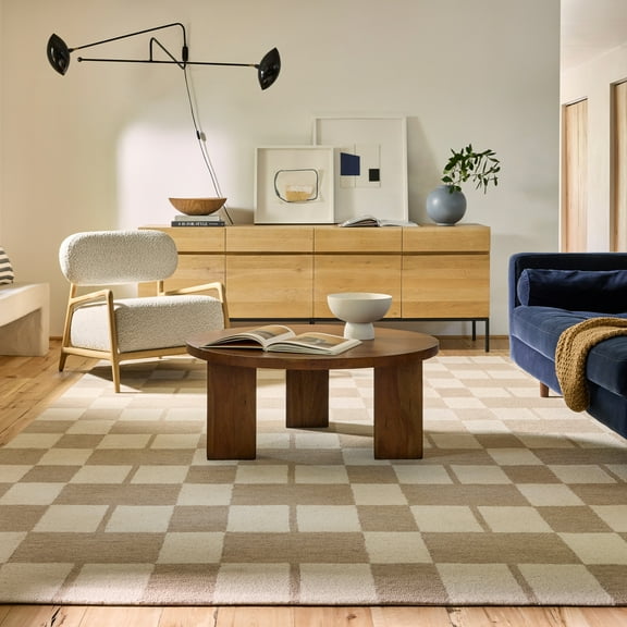 Rugs USA Caitlin Geometric Wool Area Rug, 6' x 9', Caitlin Beige