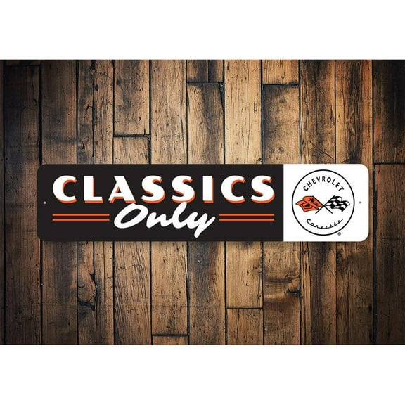 Classics Only Chevy Corvette Novelty Sign, Metal Wall Decor - 4x18 inches