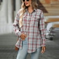thumbnail image 2 of Towmus Womens Plus Size Flannel Shirts Plaid Shirts Long Sleeves Casual Button Down Collared Unisex Tops with Pockets, 2 of 8